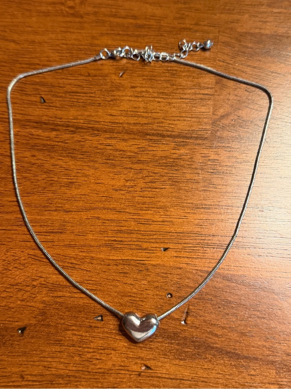 Silver Heart Pendant Necklace 17” extendable